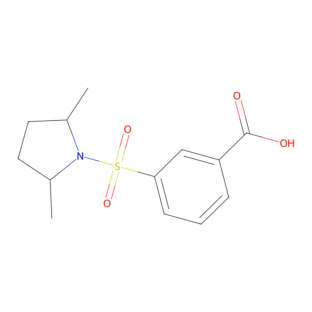 3-[(2,5-Dimethylpyrrolidin-1-yl)sulfonyl]benzoic acid molecular structure, CAS 668261-63-0