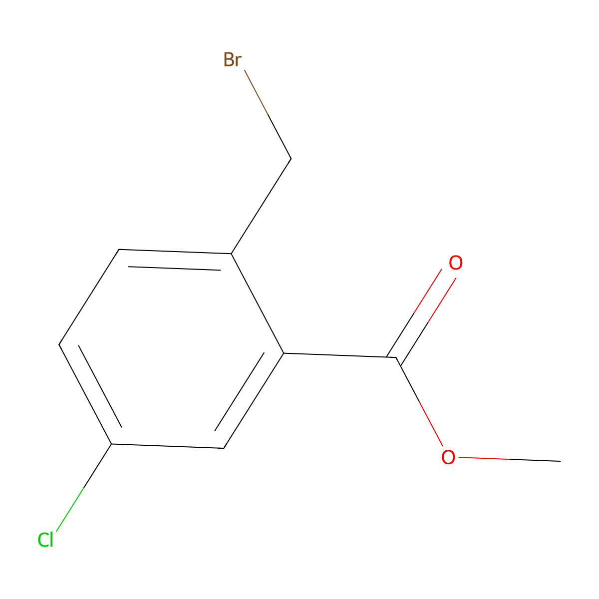 Methyl 2-(bromomethyl)-5-chlorobenzoate molecular structure, CAS 668262-52-0