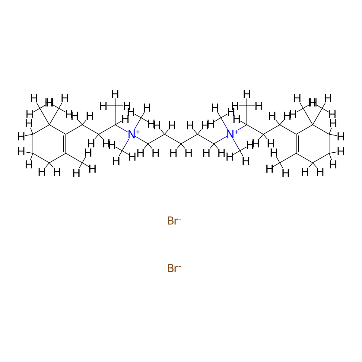Ammonium, pentamethylenebis(1-methyl-3-(2,6,6-trimethyl-1-cyclohexen-1-yl)propyl)bis(dimethyl-, dibromide, sesquihydrate molecular structure, CAS 66827-13-2
