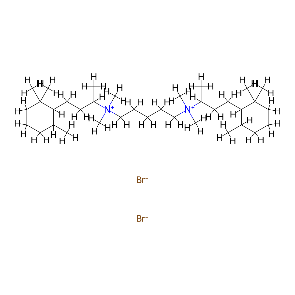 Ammonium, pentamethylenebis(1-methyl-3-(2,2,6-trimethylcyclohexyl)propyl)bis(dimethyl-, dibromide molecular structure, CAS 66827-14-3