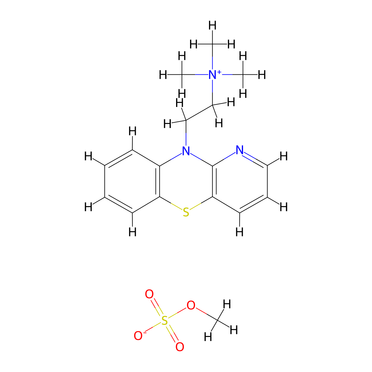 Ammonium, (2-(10H-pyrido(3,2-b)(1,4)benzothiazin-10-yl)ethyl)trimethyl-, methyl sulfate molecular structure, CAS 66827-18-7