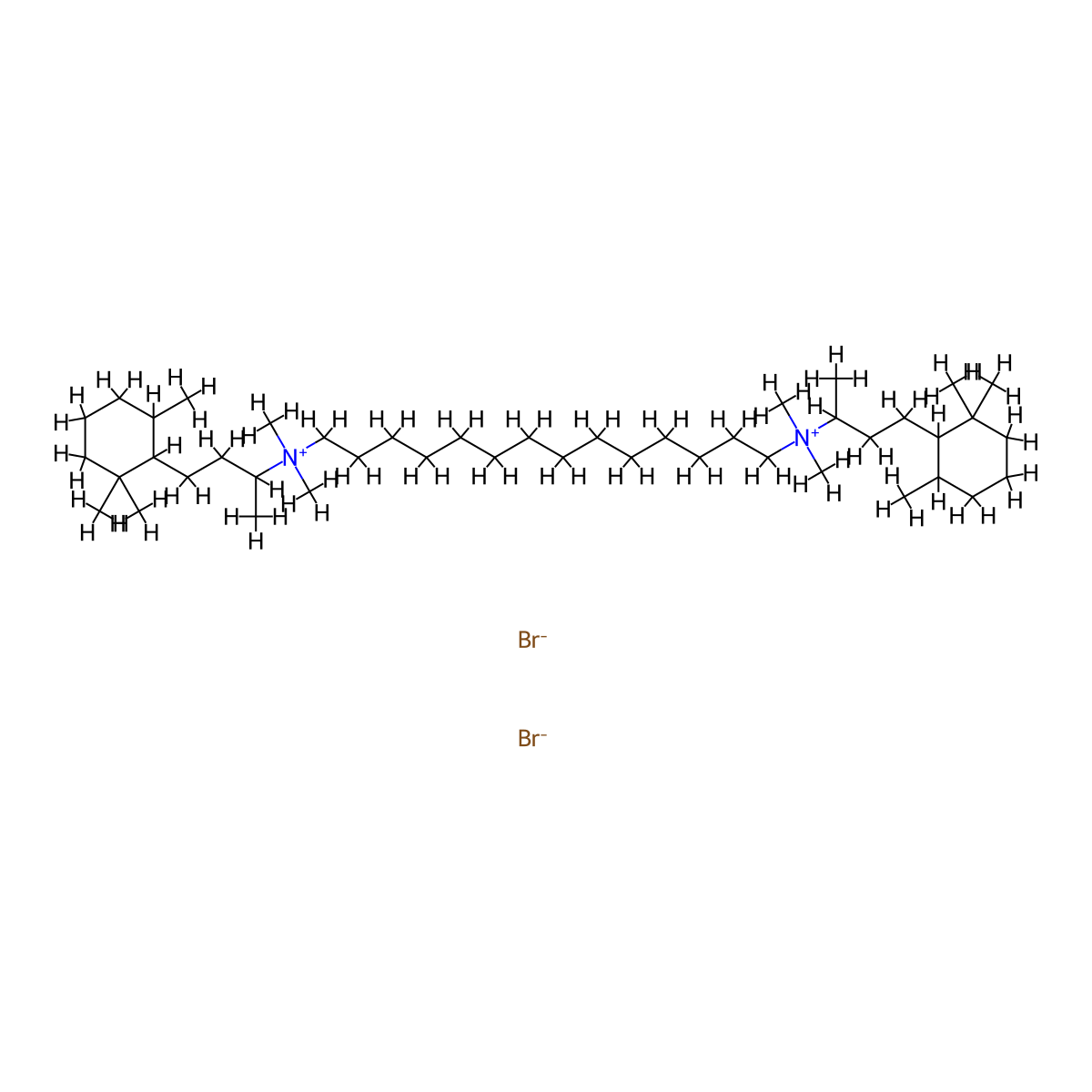 Ammonium, tetradecamethylenebis(1-methyl-3-(2,2,6-trimethylcyclohexyl)propyl)bis(dimethyl-, dibromide, sesquihydrate molecular structure, CAS 66827-27-8