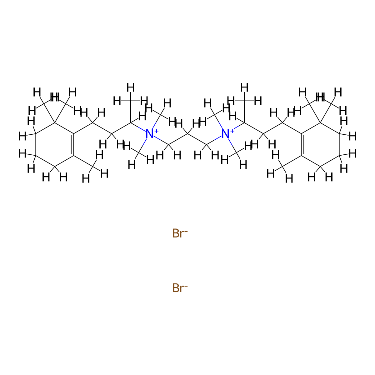 Ammonium, trimethylenebis(1-methyl-3-(2,6,6-trimethyl-1-cyclohexen-1-yl)propyl)bis(dimethyl-, dibromide, dihydrate molecular structure, CAS 66827-34-7