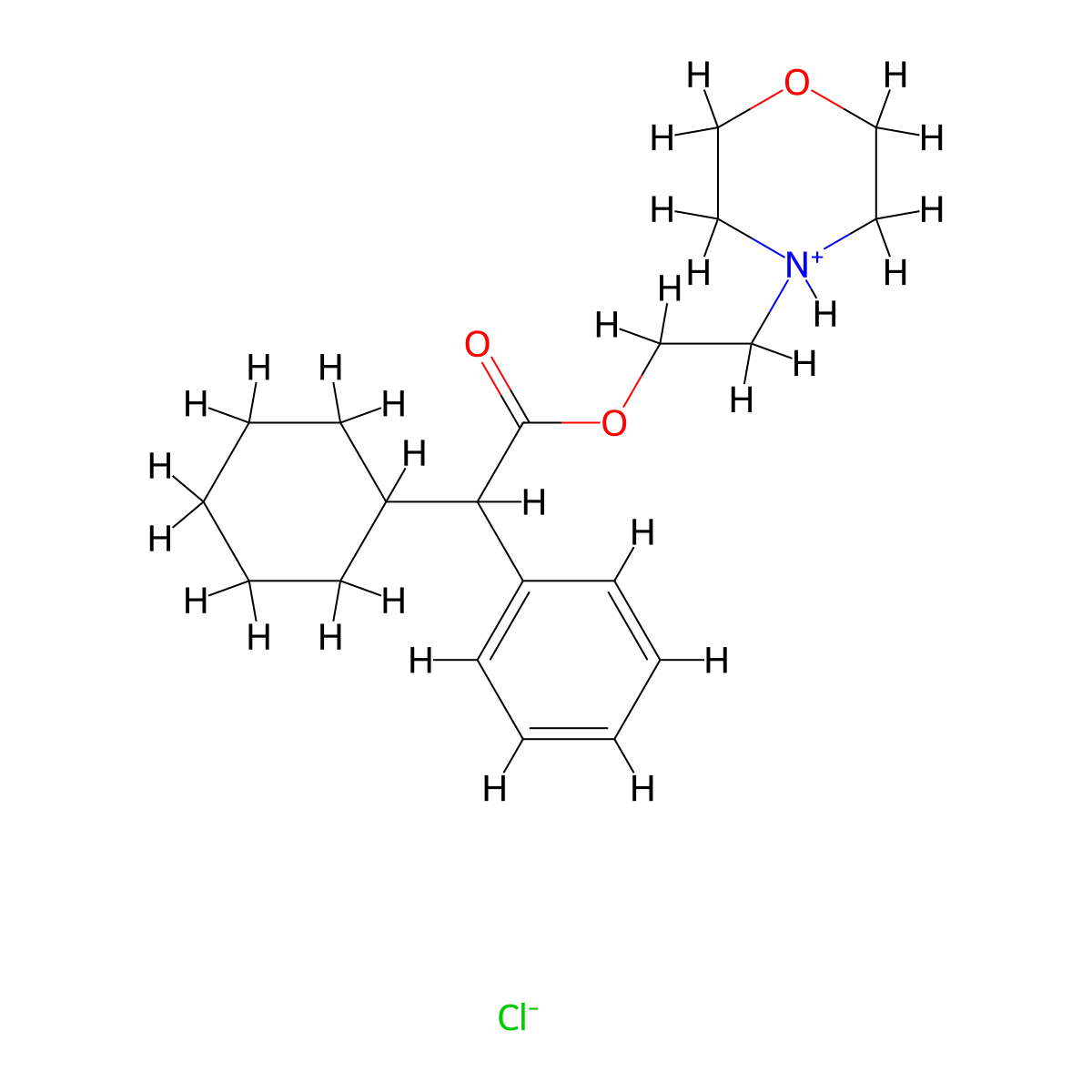 Acetic acid, 2-cyclohexyl-2-phenyl-, (2-morpholinoethyl) ester, hydrochloride molecular structure, CAS 66827-41-6