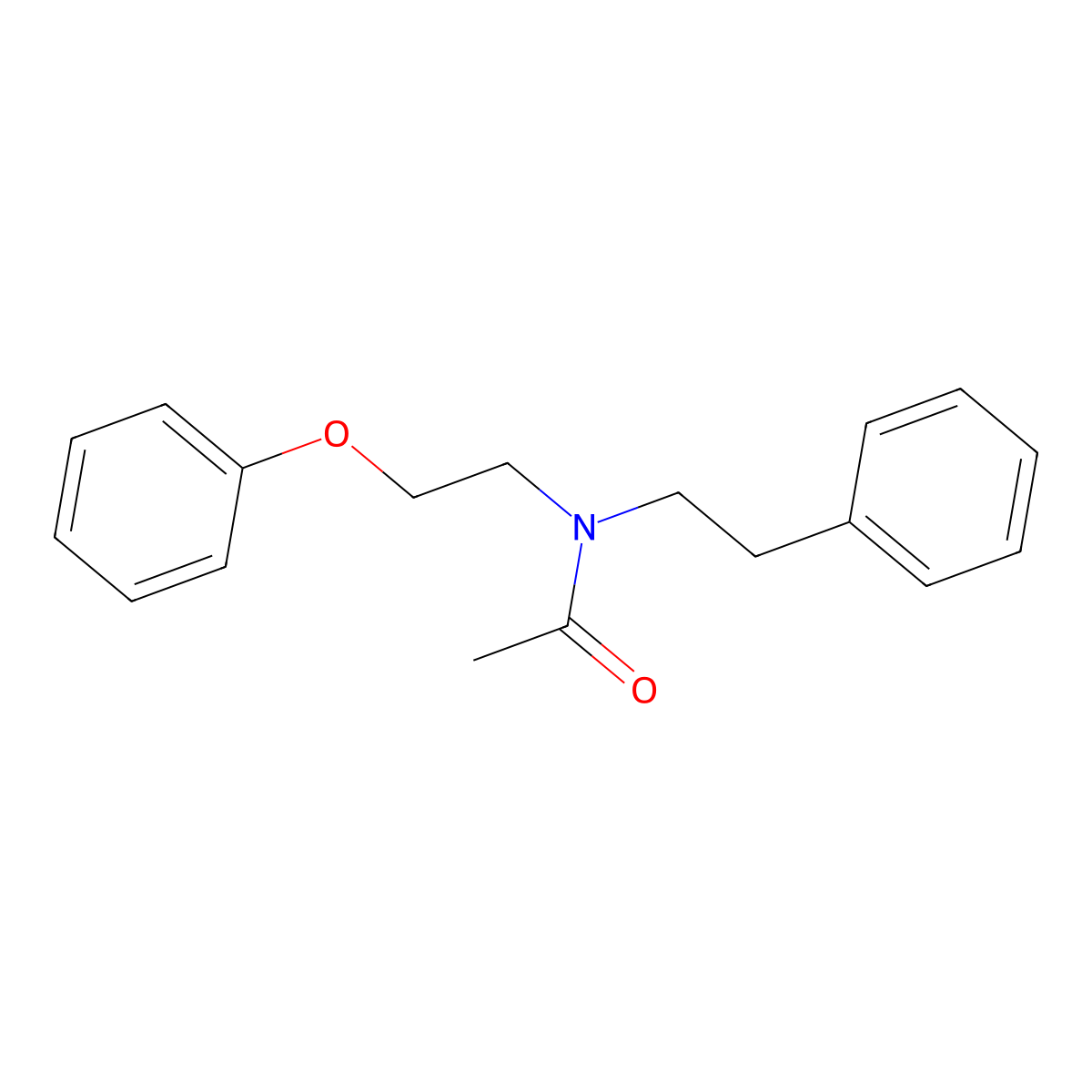 Acetamide, N-phenethyl-N-(2-phenoxyethyl)- molecular structure, CAS 66827-48-3