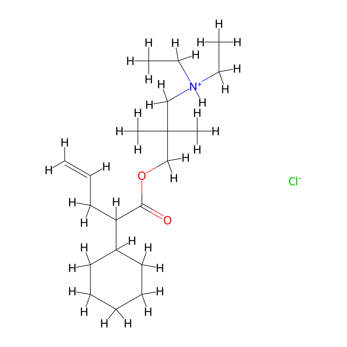 Acetic acid, 2-allyl-2-cyclohexyl-, 3-(diethylamino)-2,2-dimethylpropyl ester, hydrochloride molecular structure, CAS 66827-50-7