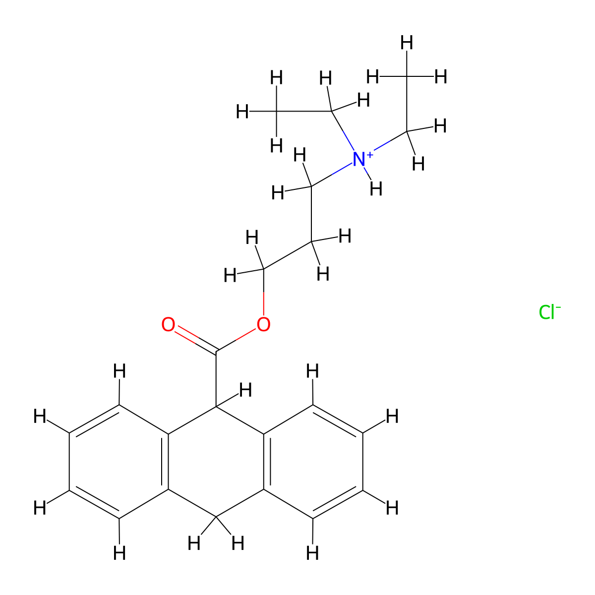 3-(Diethylamino)propyl 9,10-dihydroanthracene-9-carboxylate--hydrogen chloride (1/1) molecular structure, CAS 66827-81-4