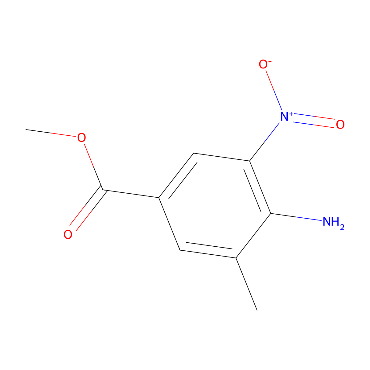 Methyl 4-amino-3-methyl-5-nitrobenzoate molecular structure, CAS 668276-44-6