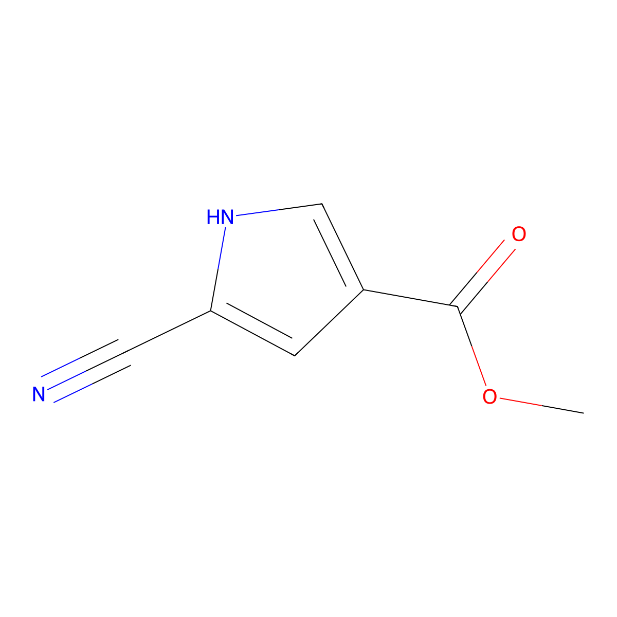 methyl 5-cyano-1H-pyrrole-3-carboxylate molecular structure, CAS 66832-08-4