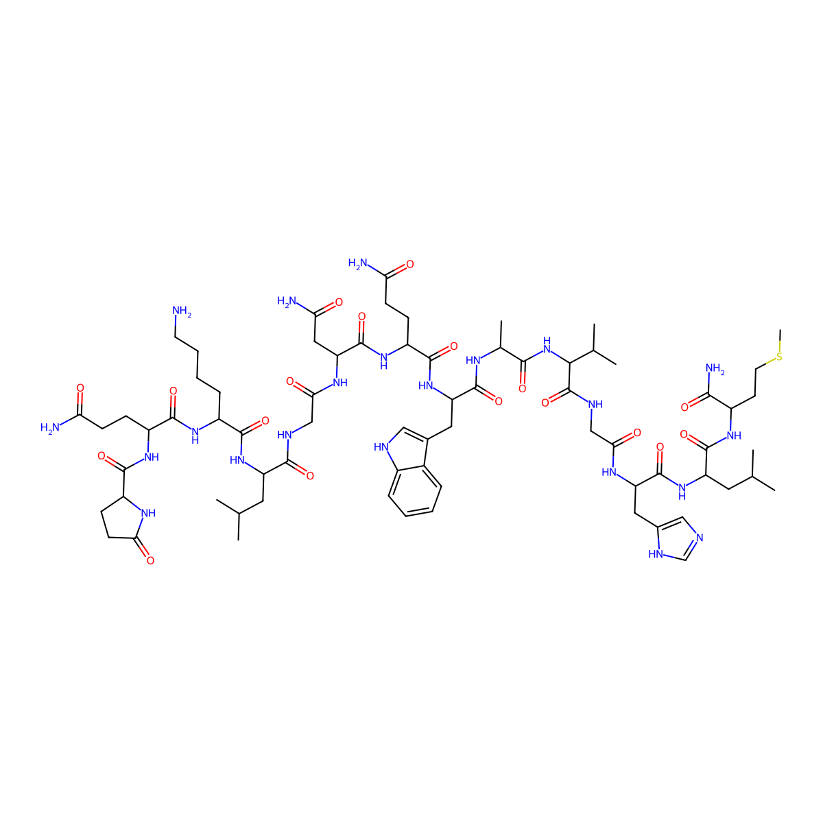 Pyr-gln-lys-leu-gly-asn-gln-trp-ala-val-gly-his-leu-met-NH2 molecular structure, CAS 66839-66-5