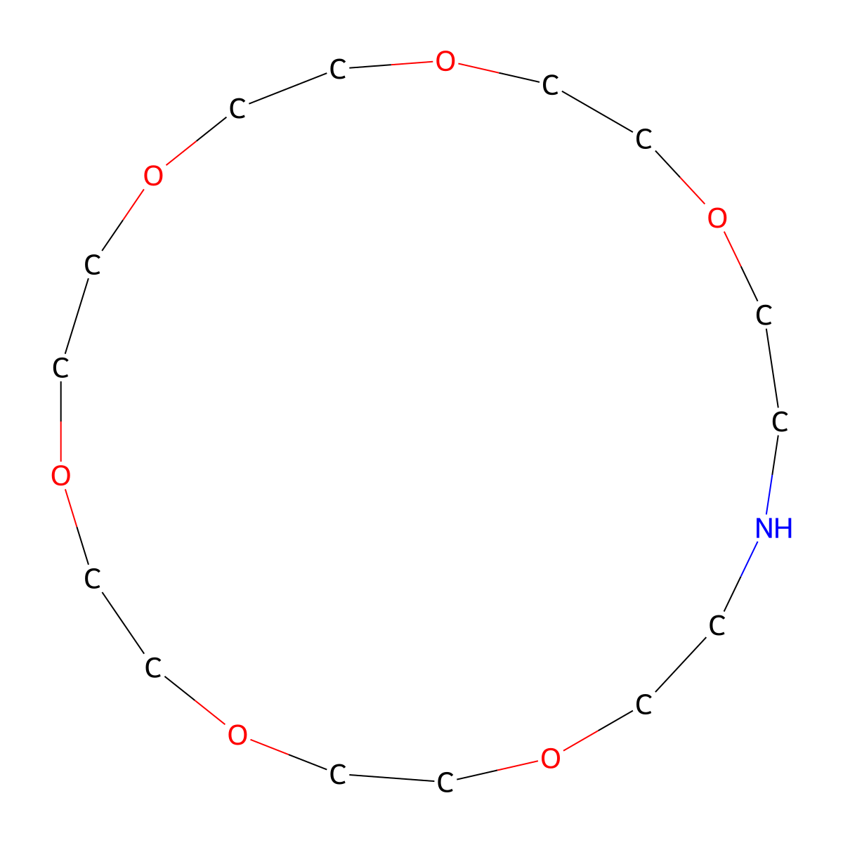 1,4,7,10,13,16-Hexaoxa-19-azacyclohenicosane molecular structure, CAS 66843-21-8