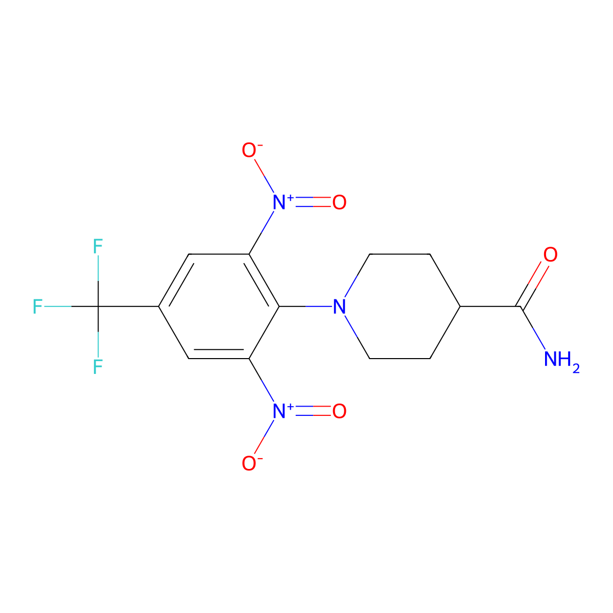 1-(2,6-Dinitro-4-(trifluoromethyl)phenyl)-4-piperidinecarboxamide molecular structure, CAS 668462-41-7