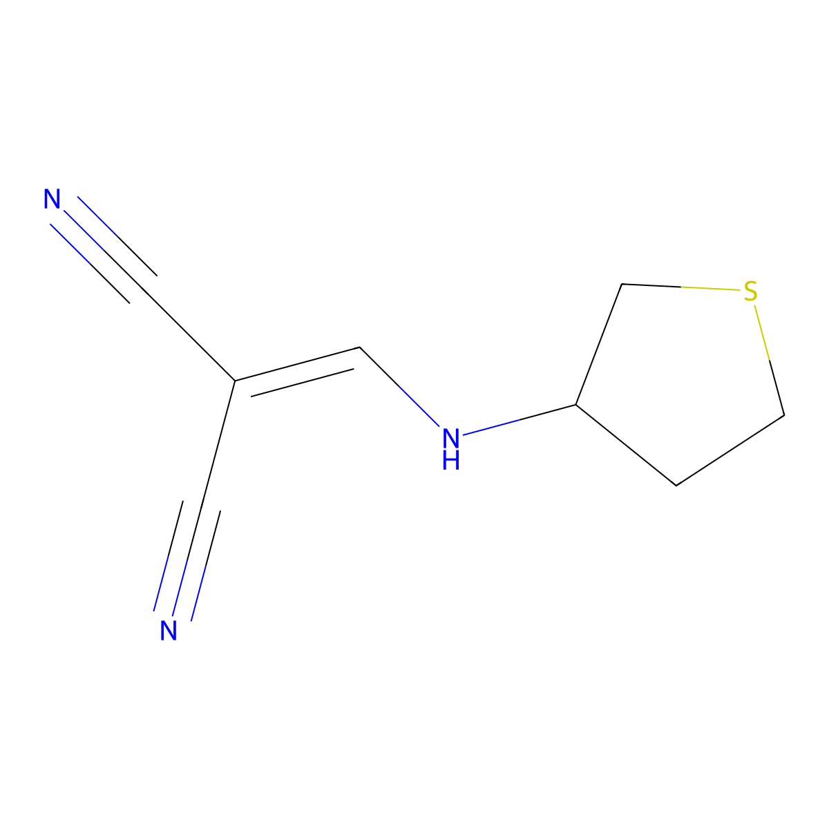 2-(((Tetrahydrothiophen-3-yl)amino)methylene)malononitrile molecular structure, CAS 668468-35-7