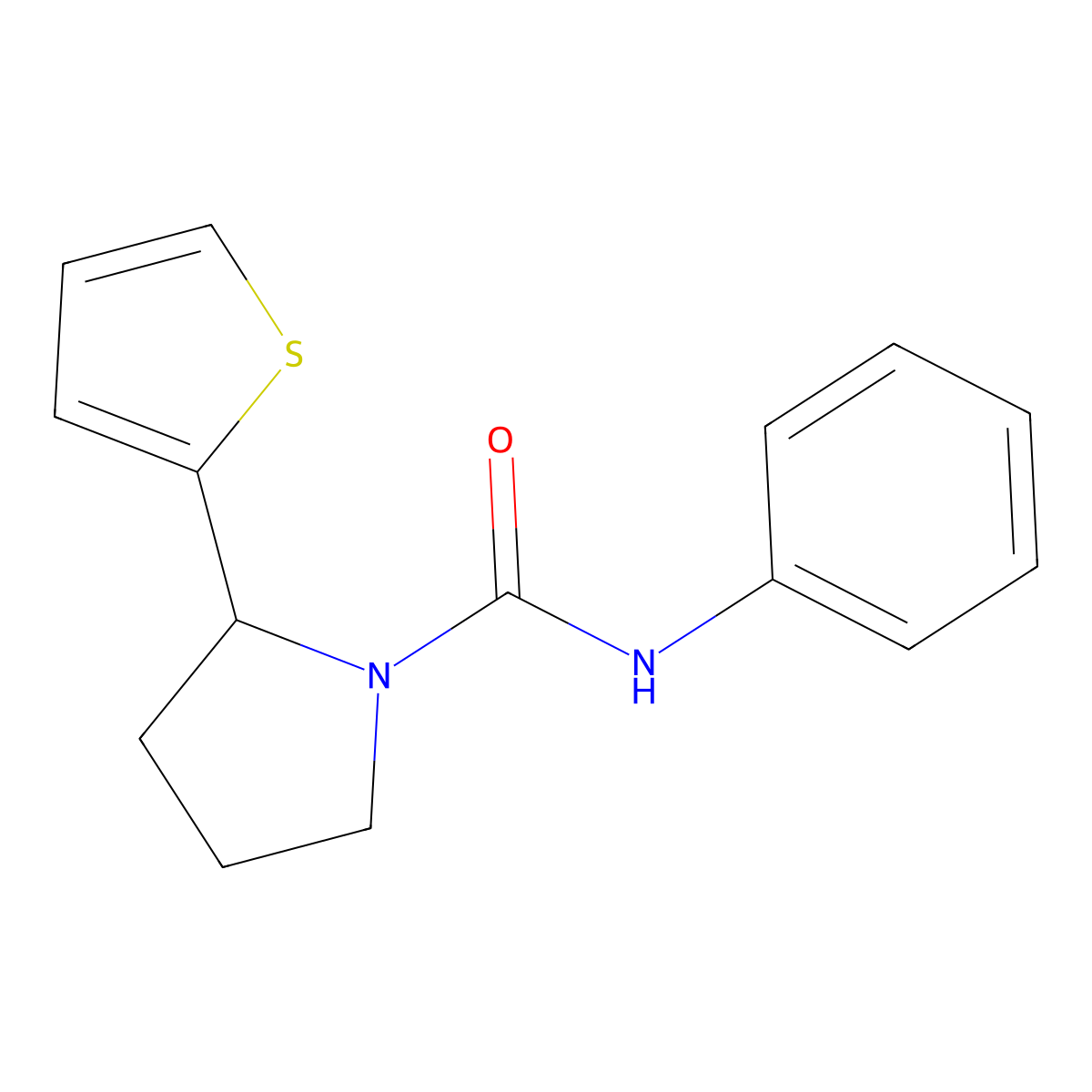 N-phenyl-2-thiophen-2-ylpyrrolidine-1-carboxamide molecular structure, CAS 668468-46-0