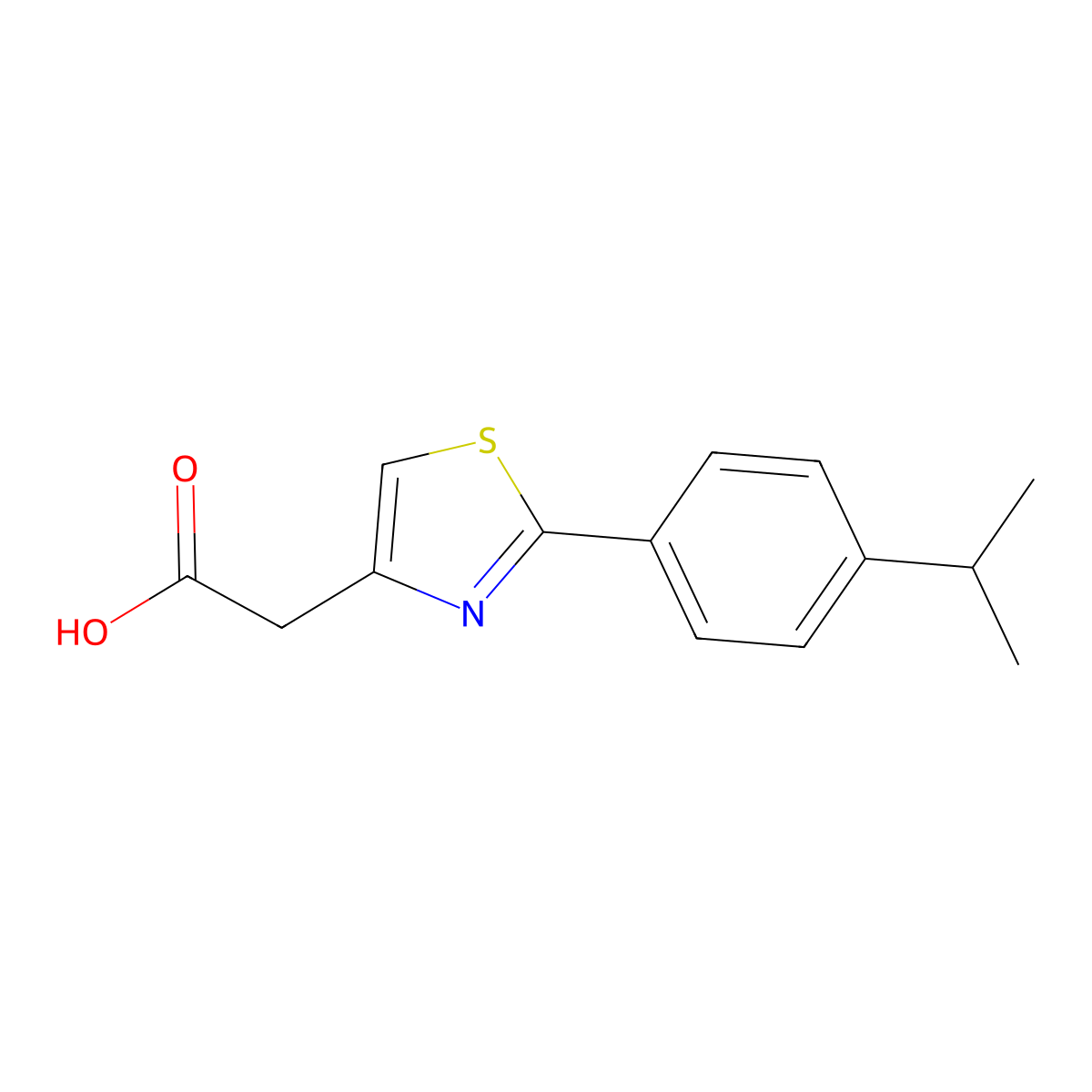 2-(2-(4-(Propan-2-yl)phenyl)-1,3-thiazol-4-yl)acetic acid molecular structure, CAS 668477-13-2
