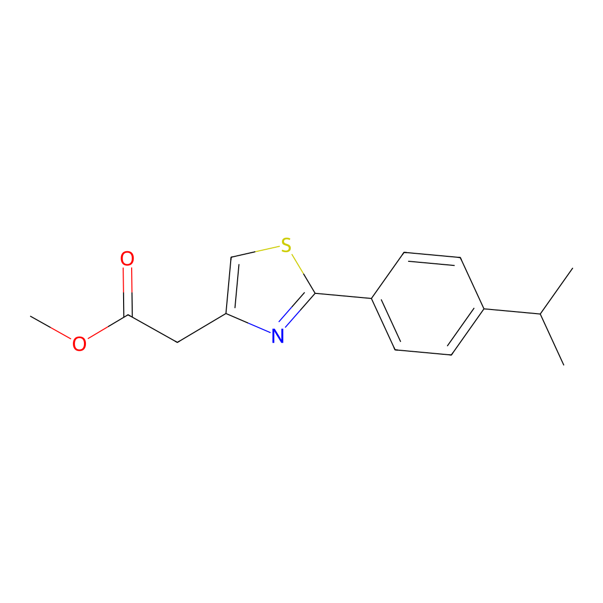 [2-(4-Isopropyl-phenyl)-thiazol-4-yl]-acetic acid methyl ester molecular structure, CAS 668477-14-3