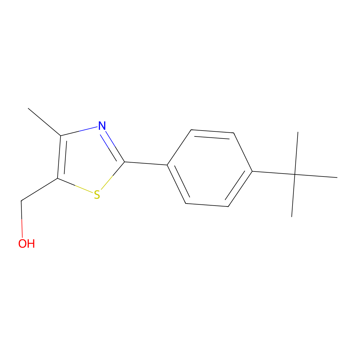 [2-(4-Tert-butyl-phenyl)-4-methyl-thiazol-5-yl]-methanol molecular structure, CAS 668477-82-5