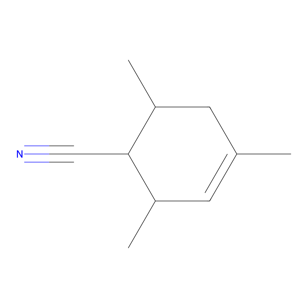 2,4,6-Trimethylcyclohex-3-ene-1-carbonitrile molecular structure, CAS 66848-43-9