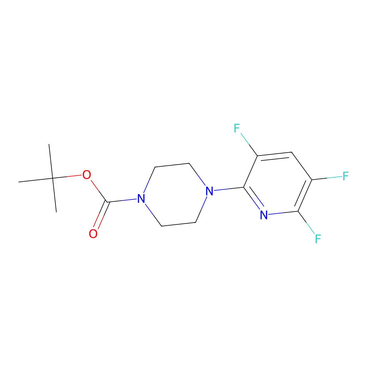 Tert-butyl 4-(3,5,6-trifluoropyridin-2-yl)piperazine-1-carboxylate molecular structure, CAS 668484-18-2