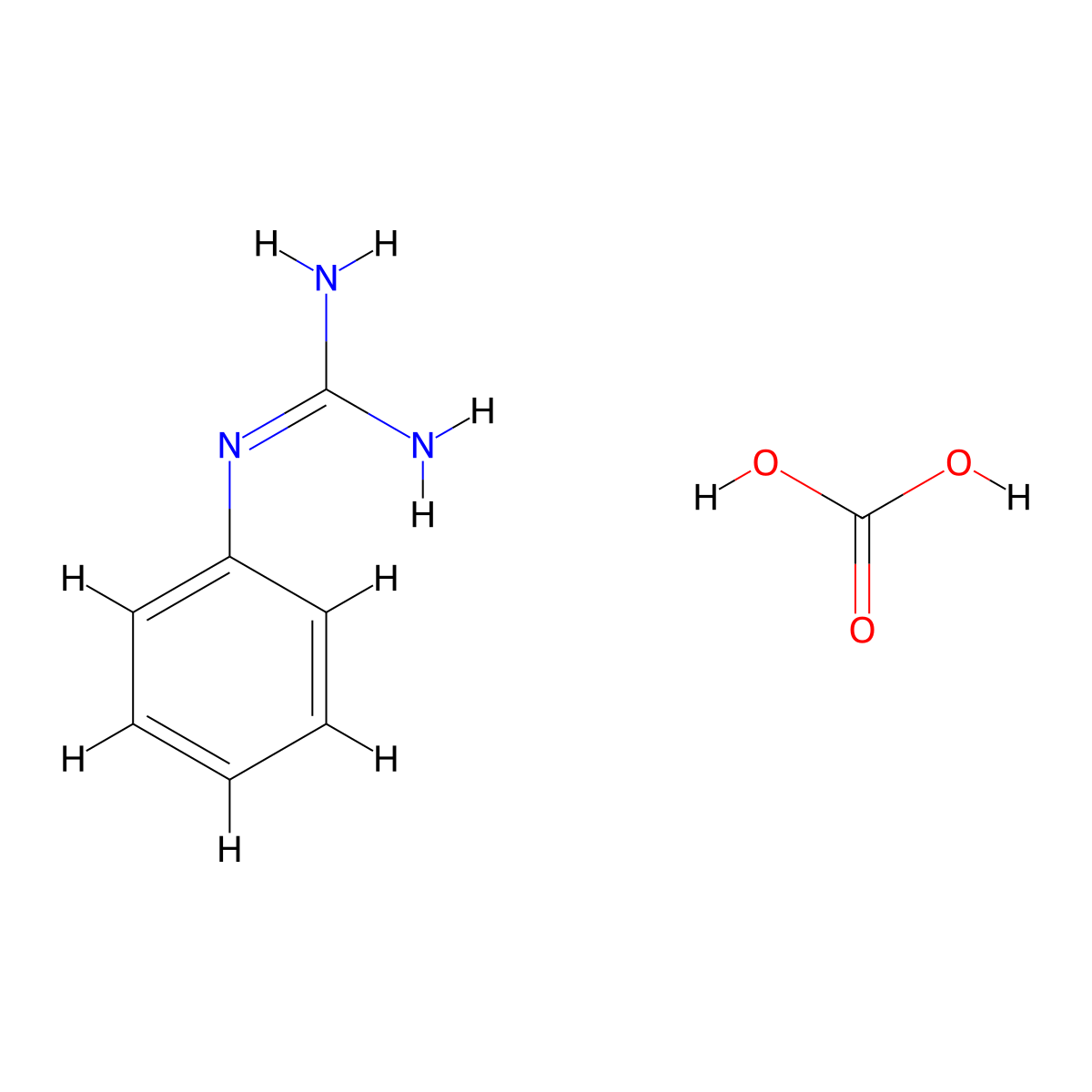 Carbonic acid, compound with phenylguanidine (1:1) molecular structure, CAS 6685-76-3
