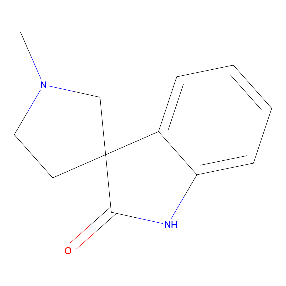 1'-Methylspiro[indoline-3,3'-pyrrolidin]-2-one molecular structure, CAS 66859-18-5