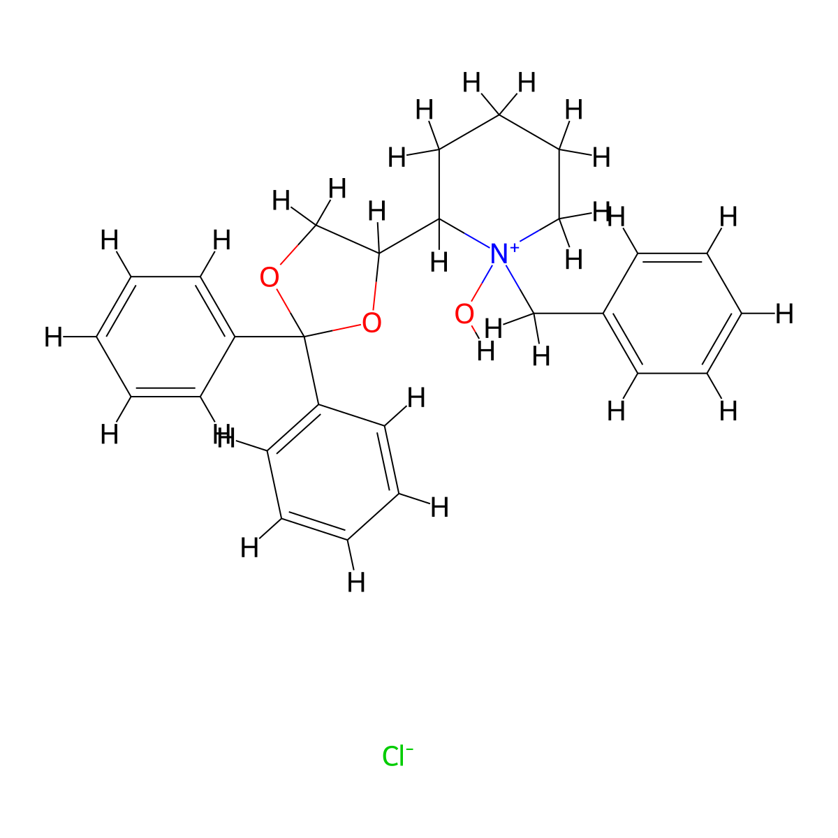 1-Benzyl-2-(2,2-diphenyl-1,3-dioxolan-4-yl)-1-hydroxypiperidin-1-ium chloride molecular structure, CAS 66859-42-5
