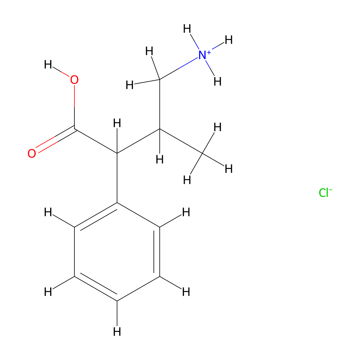 4-Amino-3-methyl-2-phenylbutanoic acid--hydrogen chloride (1/1) molecular structure, CAS 66859-46-9