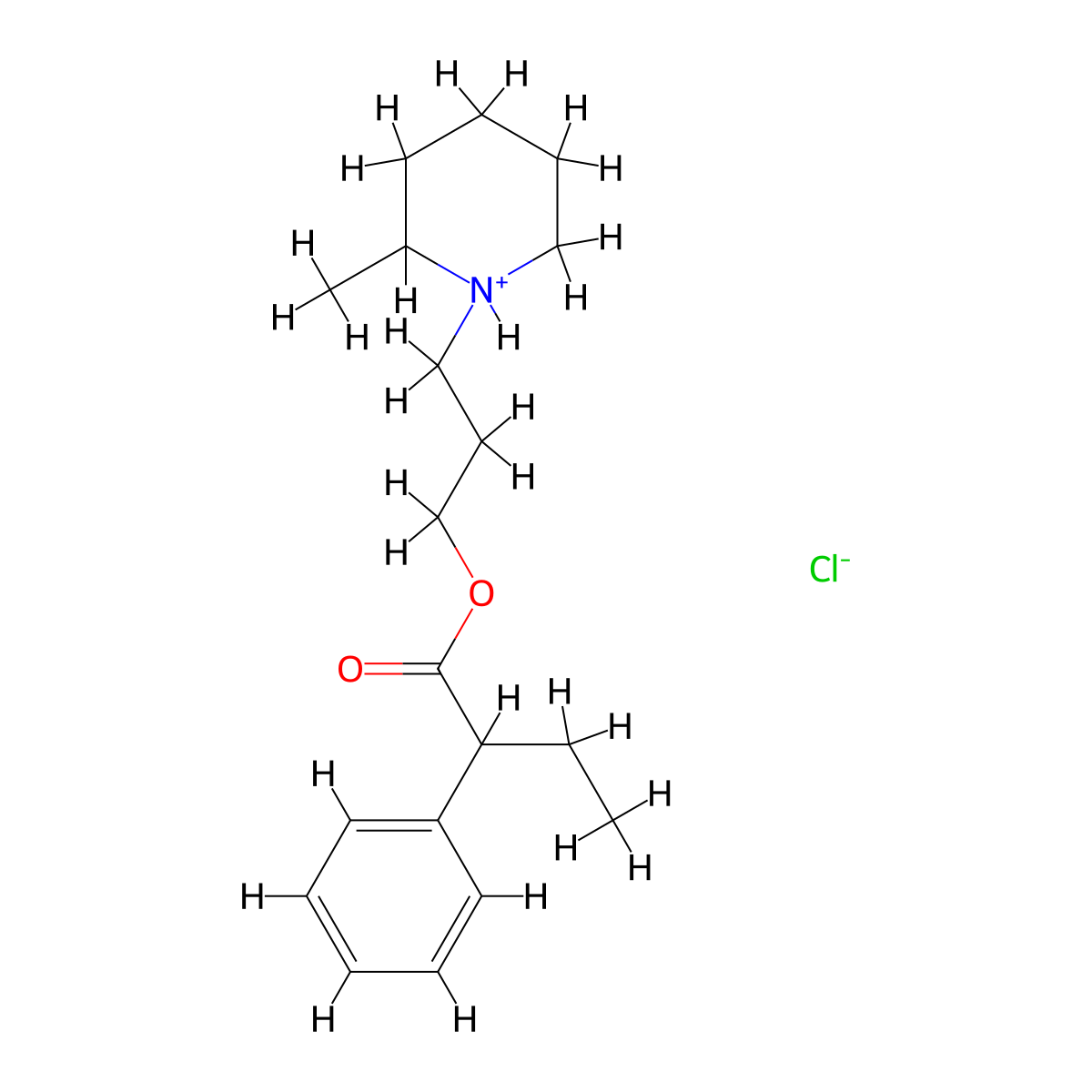 3-(2-Methylpiperidin-1-yl)propyl 2-phenylbutanoate--hydrogen chloride (1/1) molecular structure, CAS 66859-51-6
