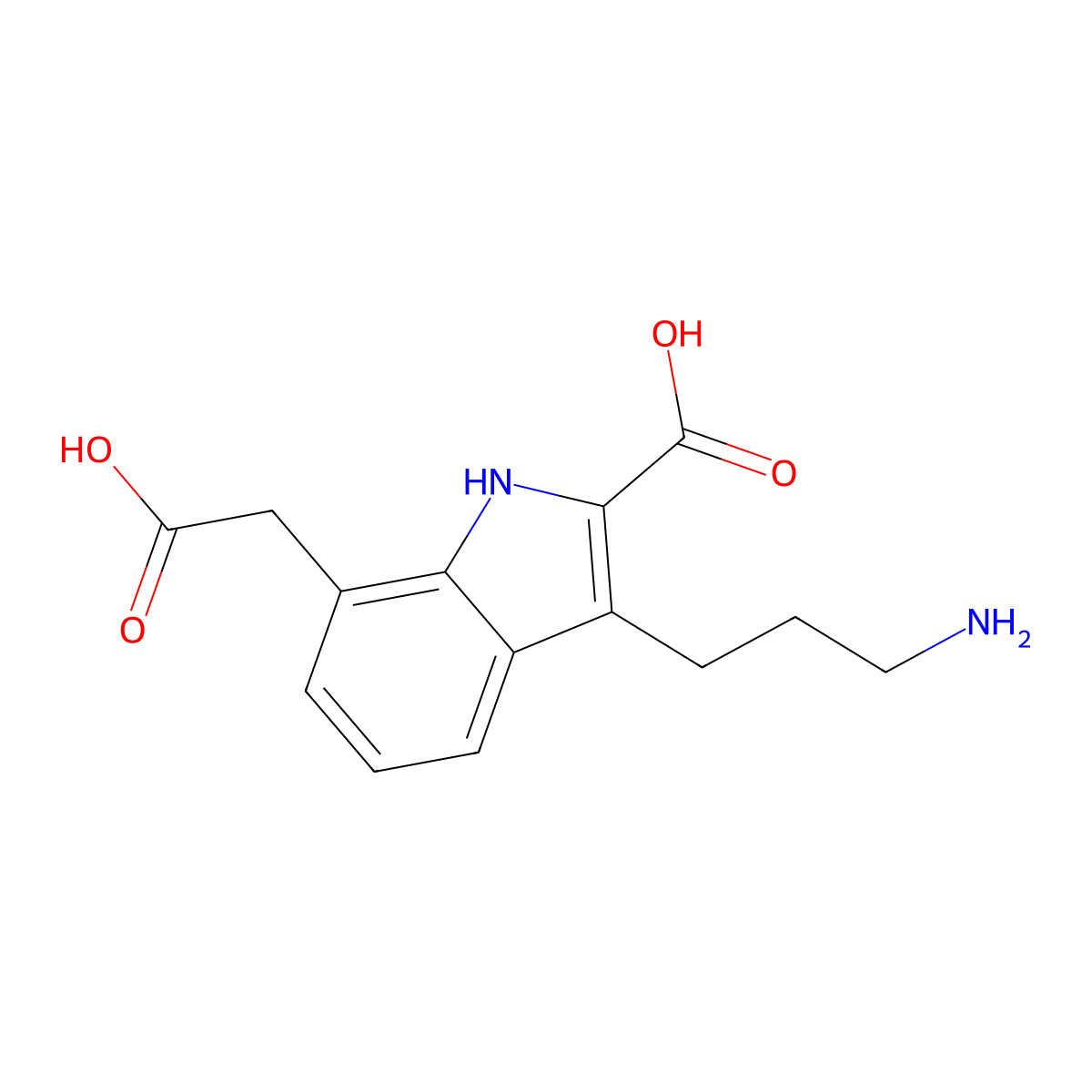 Indole-7-acetic acid, 3-(3-aminopropyl)-2-carboxy- molecular structure, CAS 66859-92-5