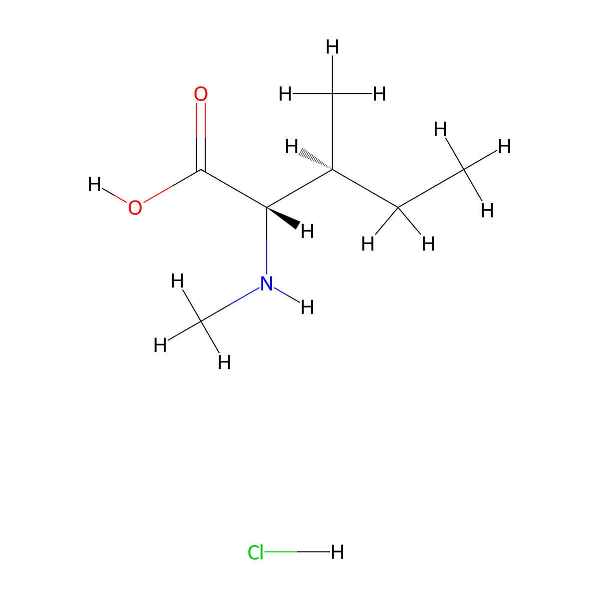 N-Methyl-L-isoleucine--hydrogen chloride (1/1) molecular structure, CAS 66866-68-0
