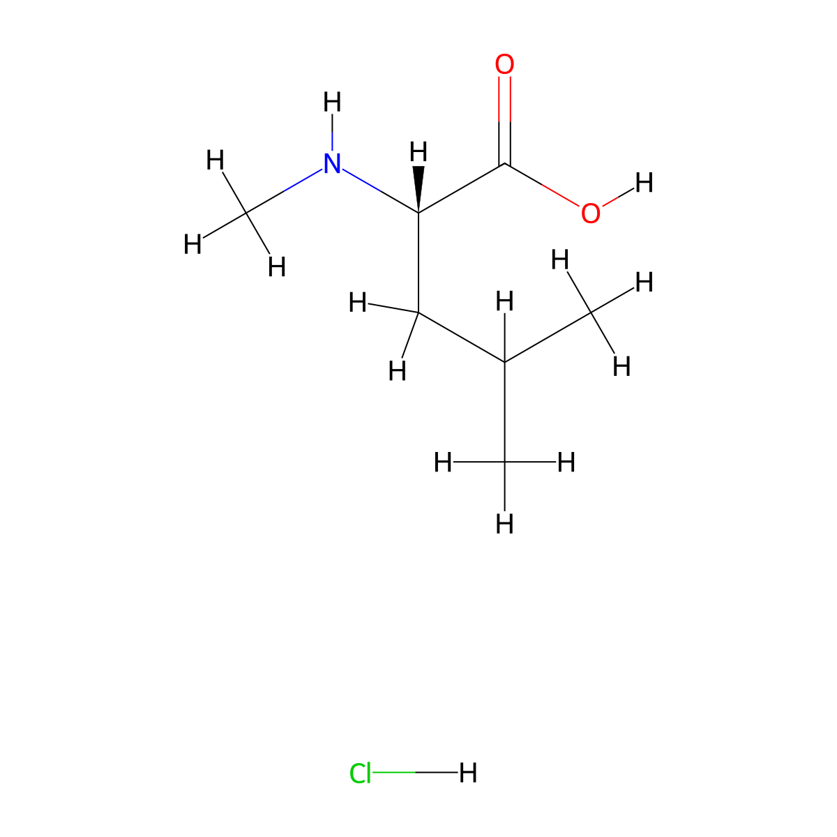 (S)-4-Methyl-2-(methylamino)pentanoic acid hydrochloride molecular structure, CAS 66866-69-1