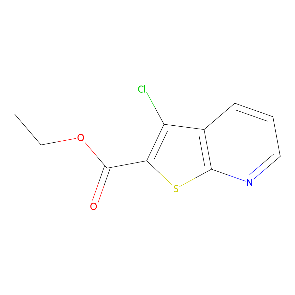 Ethyl 3-chlorothieno[2,3-b]pyridine-2-carboxylate molecular structure, CAS 66869-77-0