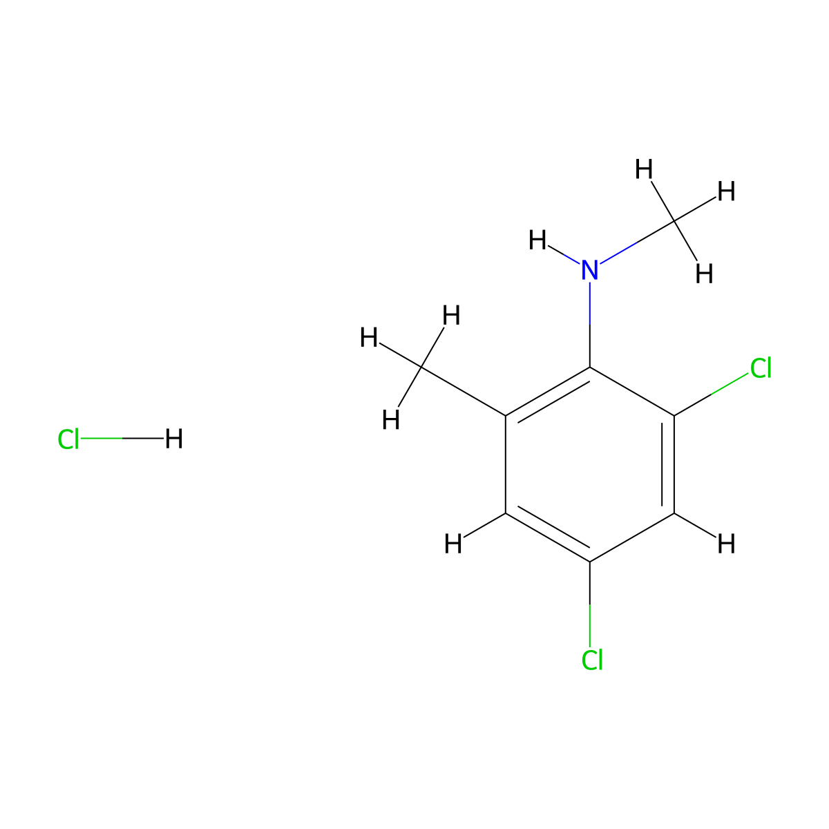 2,4-dichloro-N,6-dimethylaniline hydrochloride molecular structure, CAS 66871-33-8