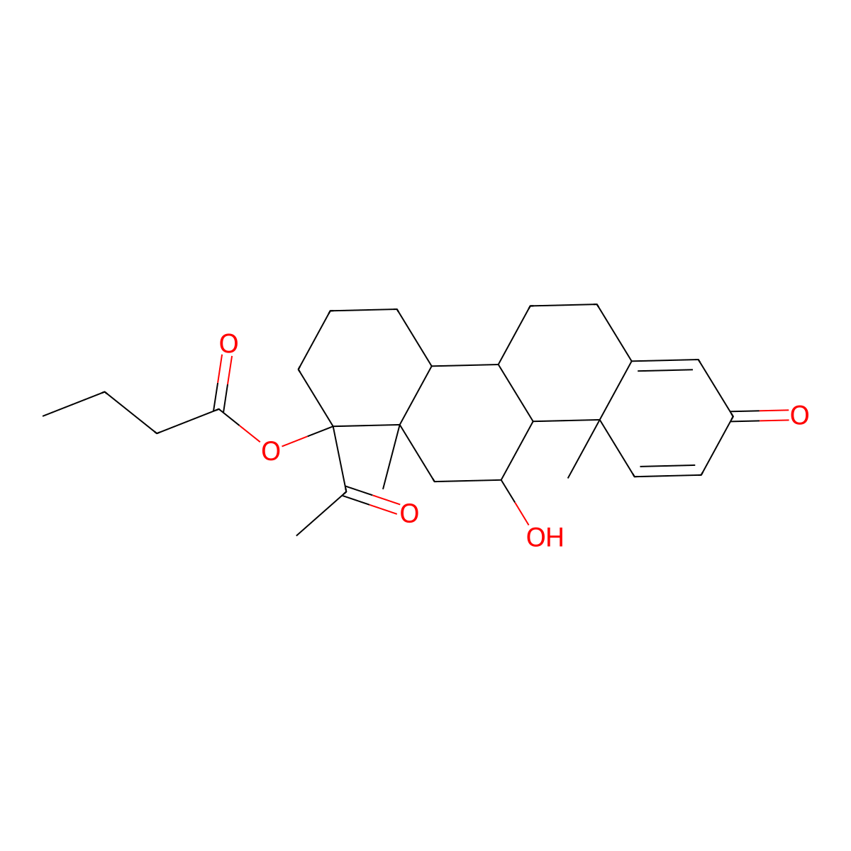 (1R,4aS,4bS,10aR,10bS,11S,12aS)-1-Acetyl-1,2,3,4,4a,4b,5,6,8,10a,10b,11,12,12a-tetradecahydro-11-hydroxy-10a,12a-dimethyl-8-oxo-1-chrysenyl butanoate molecular structure, CAS 66877-67-6