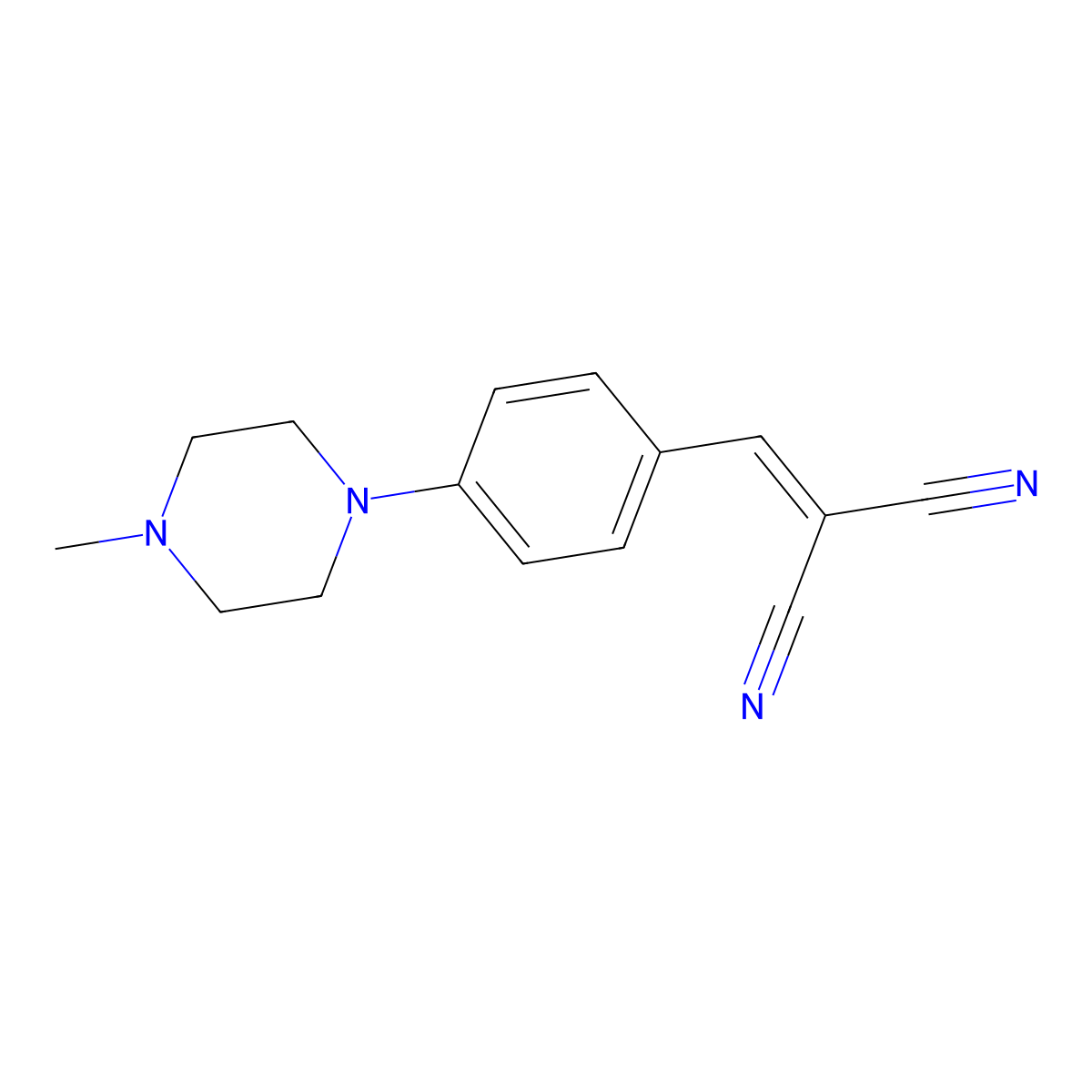 [4-(4-Methylpiperazin-1-yl)benzylidene]malononitrile molecular structure, CAS 66883-96-3