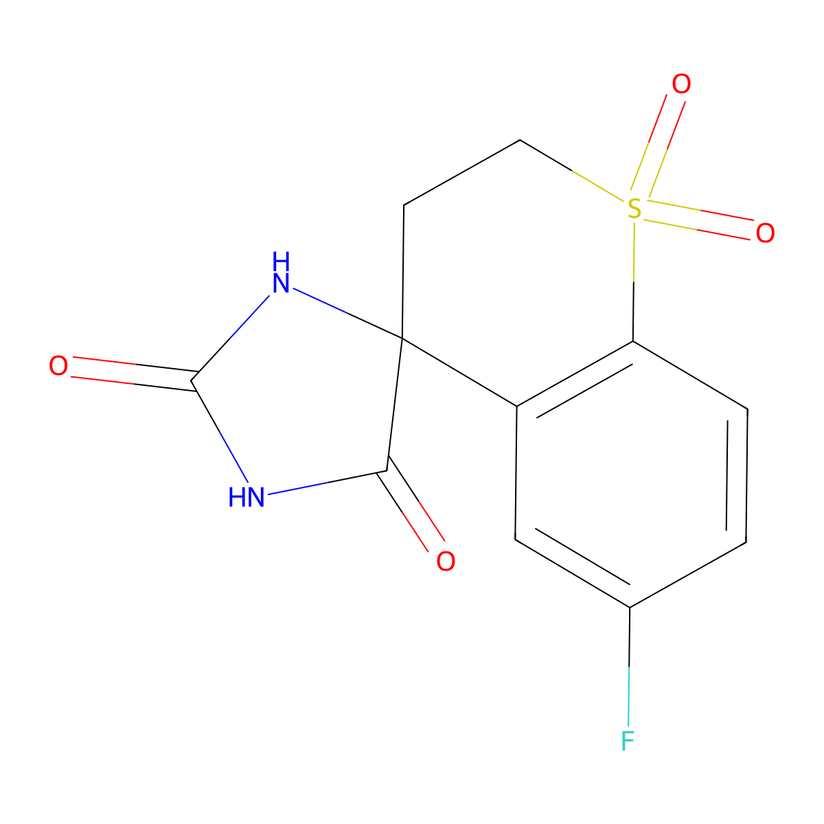 6-Fluoro-2,3-dihydrospiro[1lambda6-benzothiopyran-4,4'-imidazolidine]-1,1,2',5'-tetrone molecular structure, CAS 66892-63-5