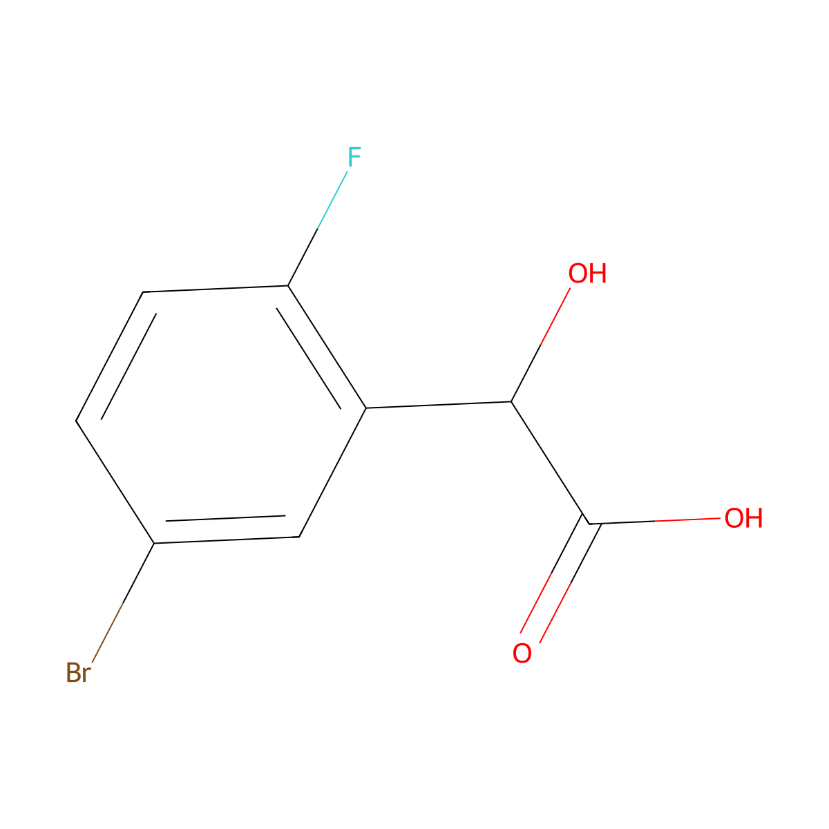 5-Bromo-2-fluoro-alpha-hydroxybenzeneacetic acid molecular structure, CAS 668969-65-1