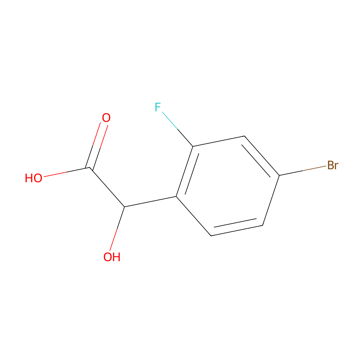 2-(4-Bromo-2-fluorophenyl)-2-hydroxyacetic acid molecular structure, CAS 668970-55-6