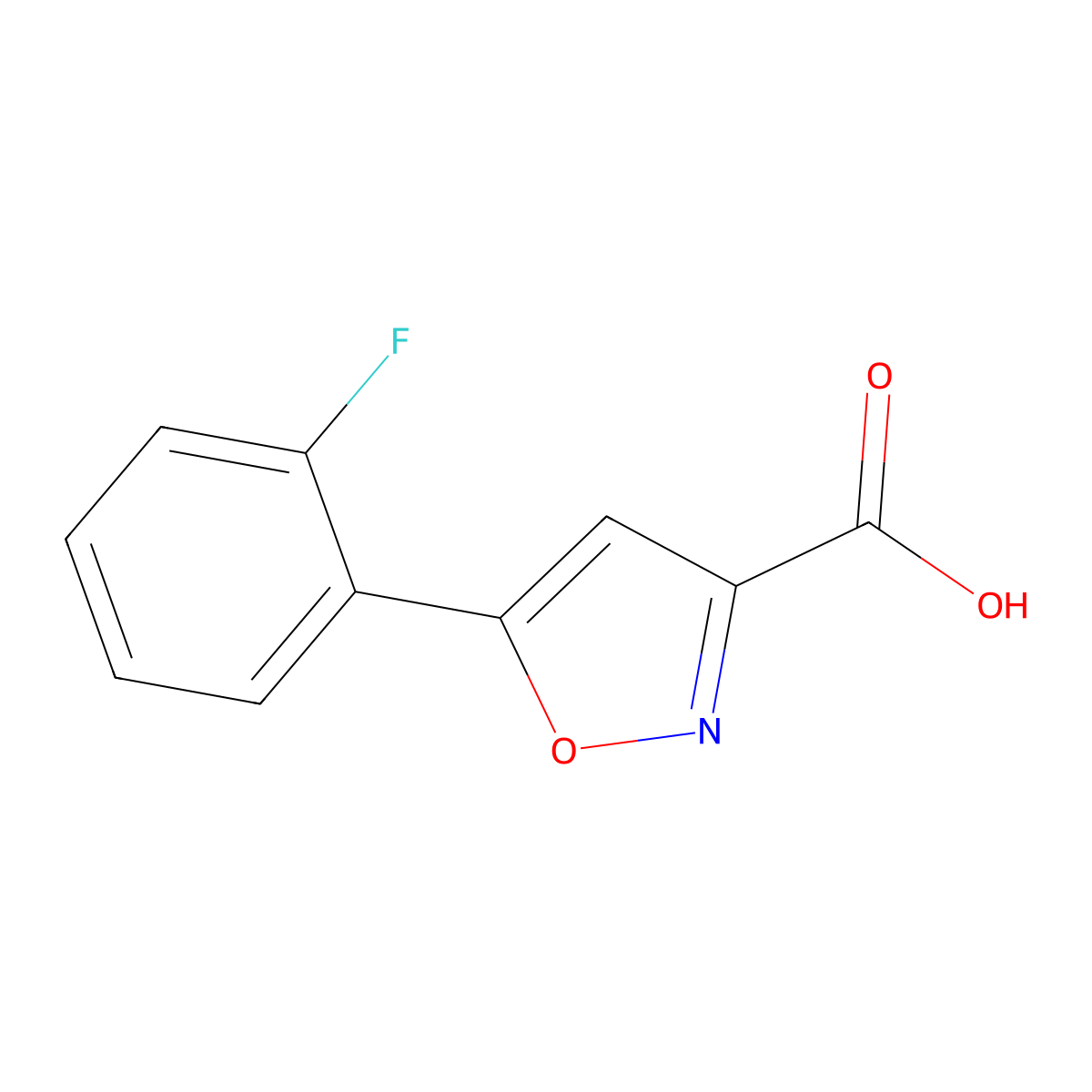 5-(2-Fluorophenyl)-1,2-oxazole-3-carboxylic acid molecular structure, CAS 668970-73-8