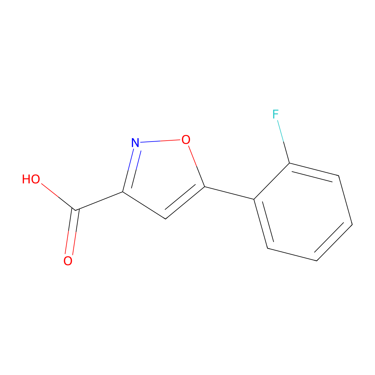 5-(2-Fluorophenyl)-1,2-oxazole-3-carboxylic acid molecular structure, CAS 668970-73-8