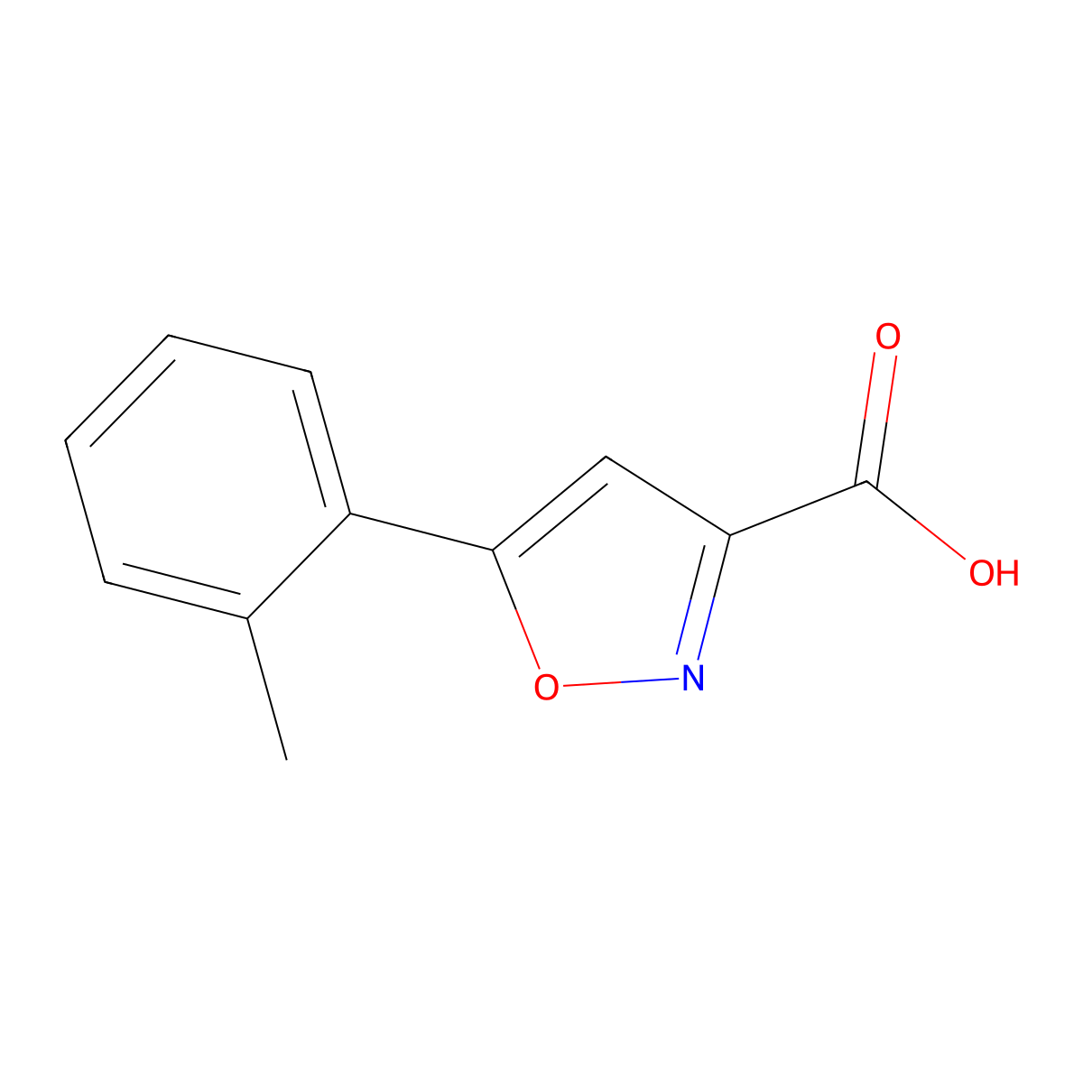 5-(2-Methylphenyl)-1,2-oxazole-3-carboxylic acid molecular structure, CAS 668970-80-7