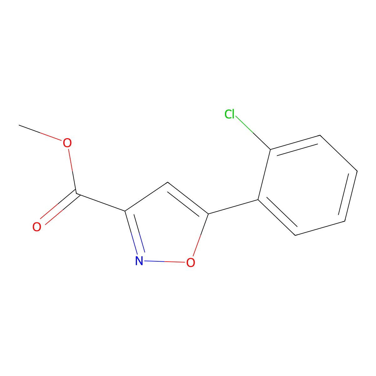 Methyl 5-(2-chlorophenyl)-1,2-oxazole-3-carboxylate molecular structure, CAS 668971-01-5