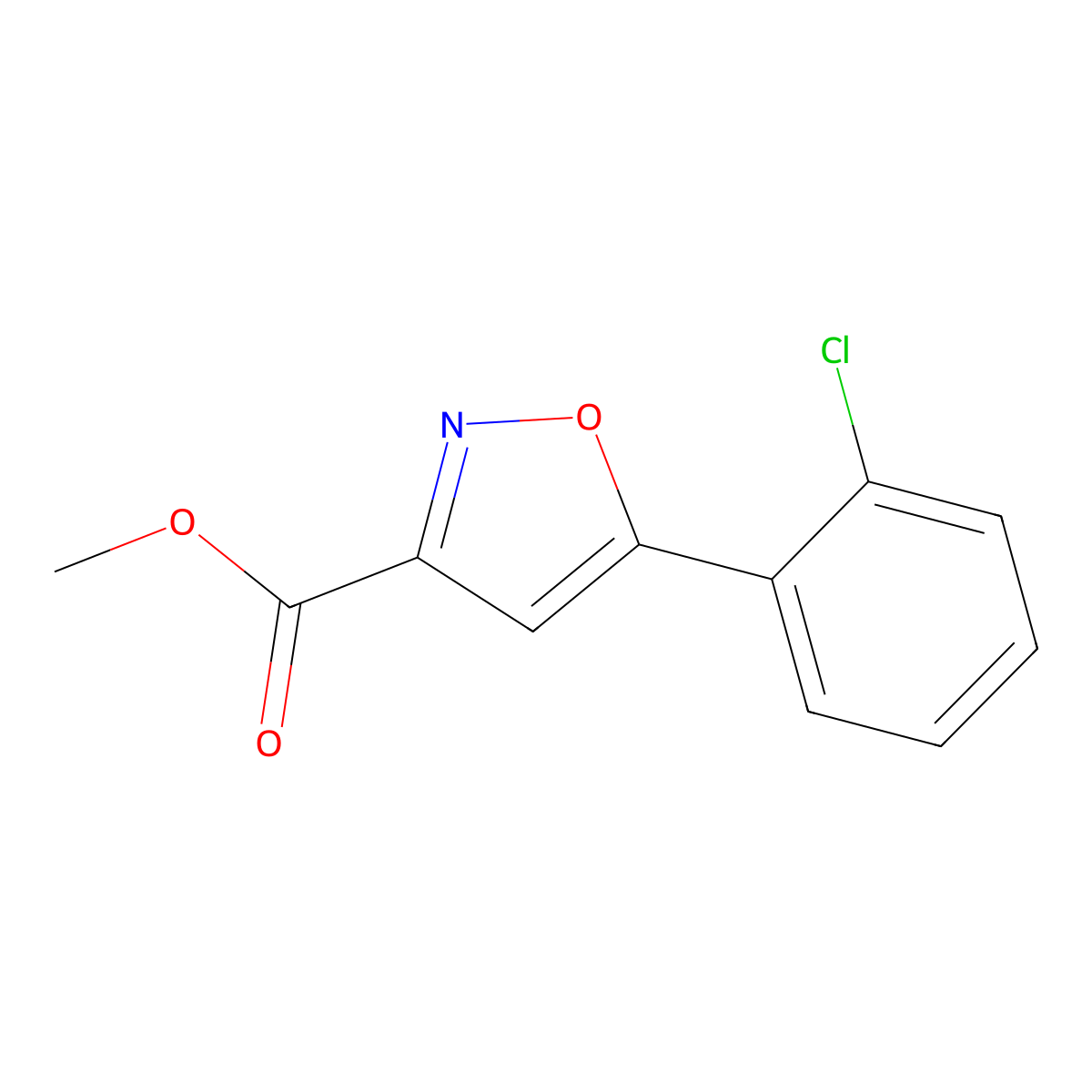 Methyl 5-(2-chlorophenyl)-1,2-oxazole-3-carboxylate molecular structure, CAS 668971-01-5