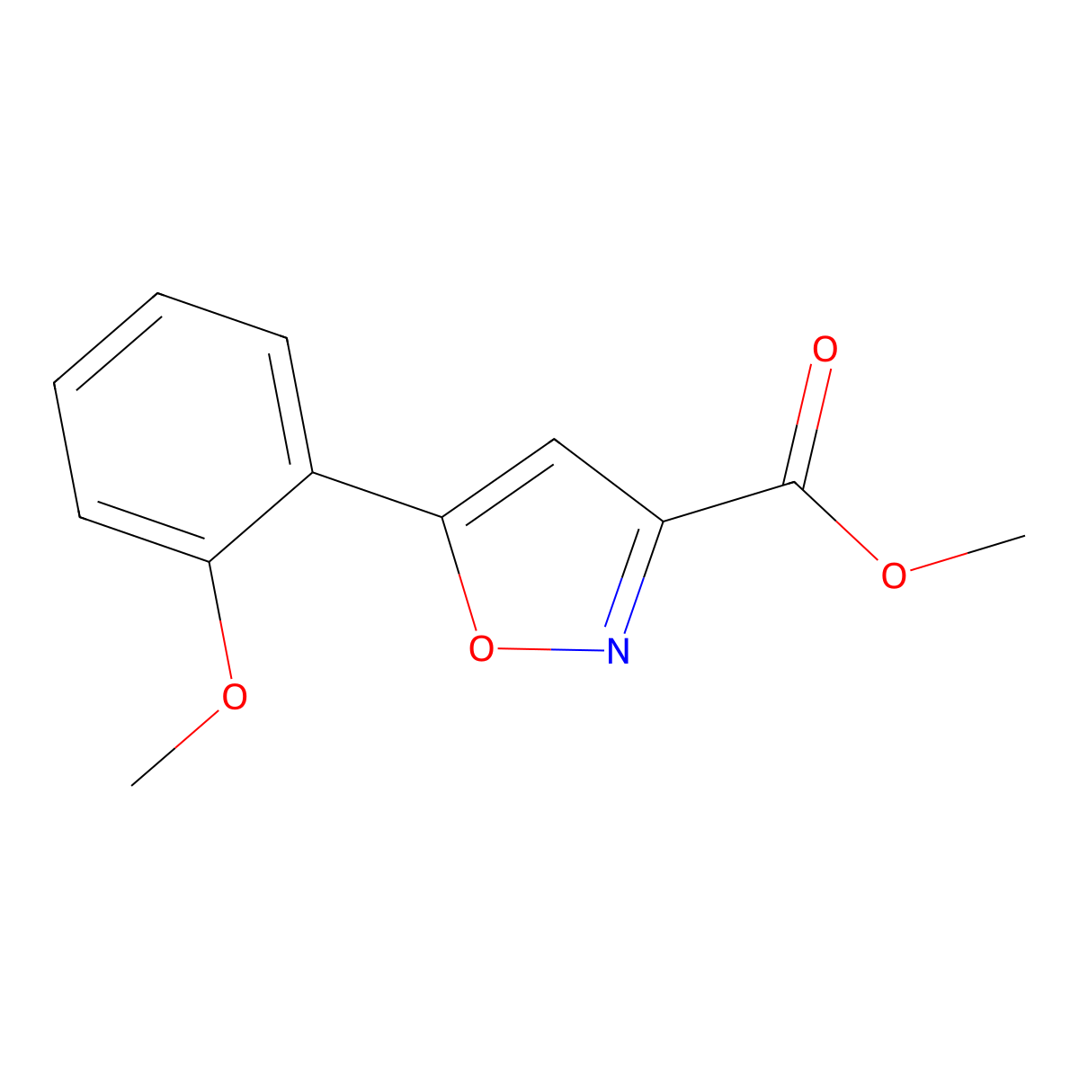 Methyl 5-(2-methoxyphenyl)isoxazole-3-carboxylate molecular structure, CAS 668971-17-3