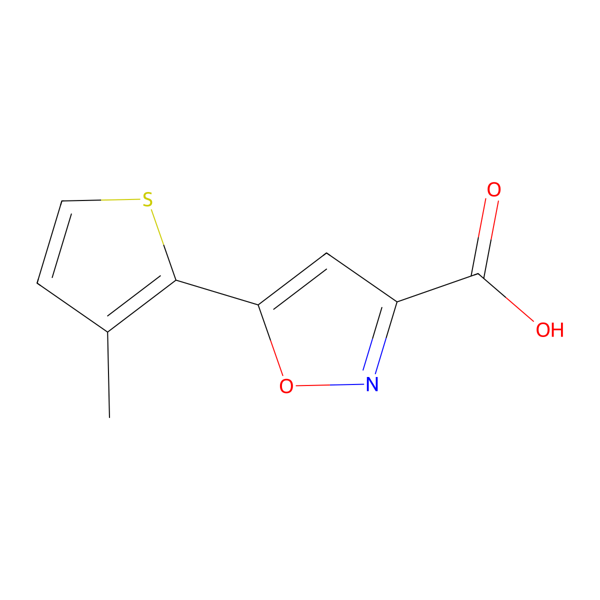 5-(3-Methylthiophen-2-YL)isoxazole-3-carboxylic acid molecular structure, CAS 668971-22-0