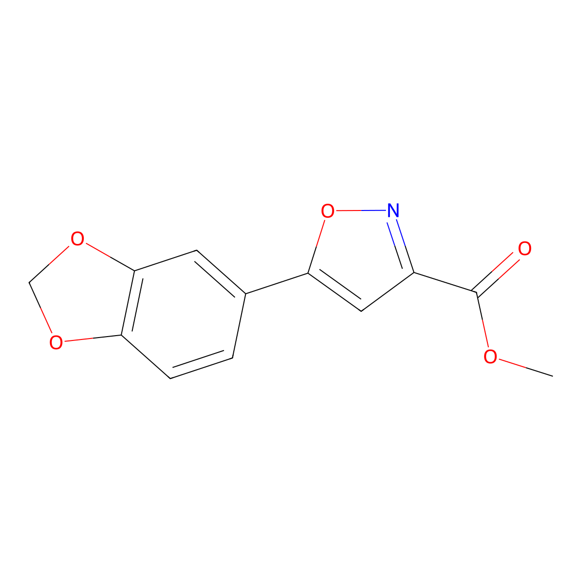 Methyl 5-(1,3-benzodioxol-5-yl)isoxazole-3-carboxylate molecular structure, CAS 668971-48-0