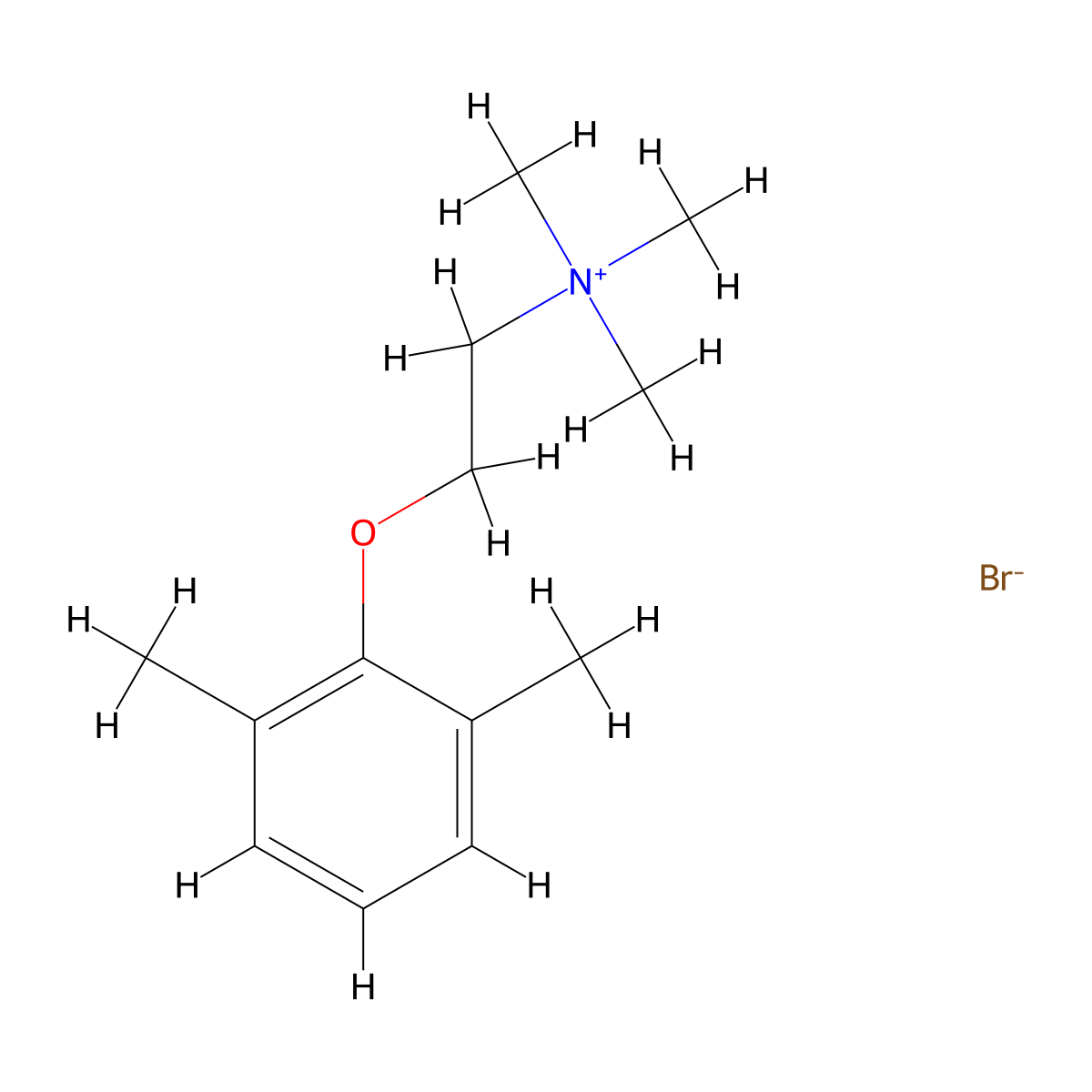 Ethanaminium, 2-(2,6-dimethylphenoxy)-N,N,N-trimethyl-, bromide (1:1) molecular structure, CAS 669-49-8