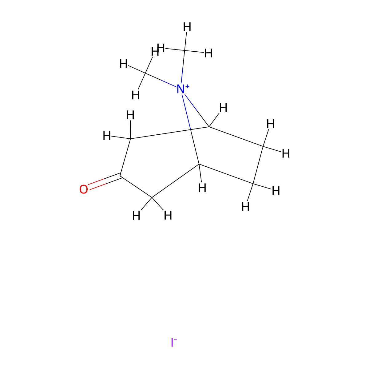 8,8-Dimethyl-3-oxo-8-azoniabicyclo[3.2.1]octane iodide molecular structure, CAS 6690-08-0