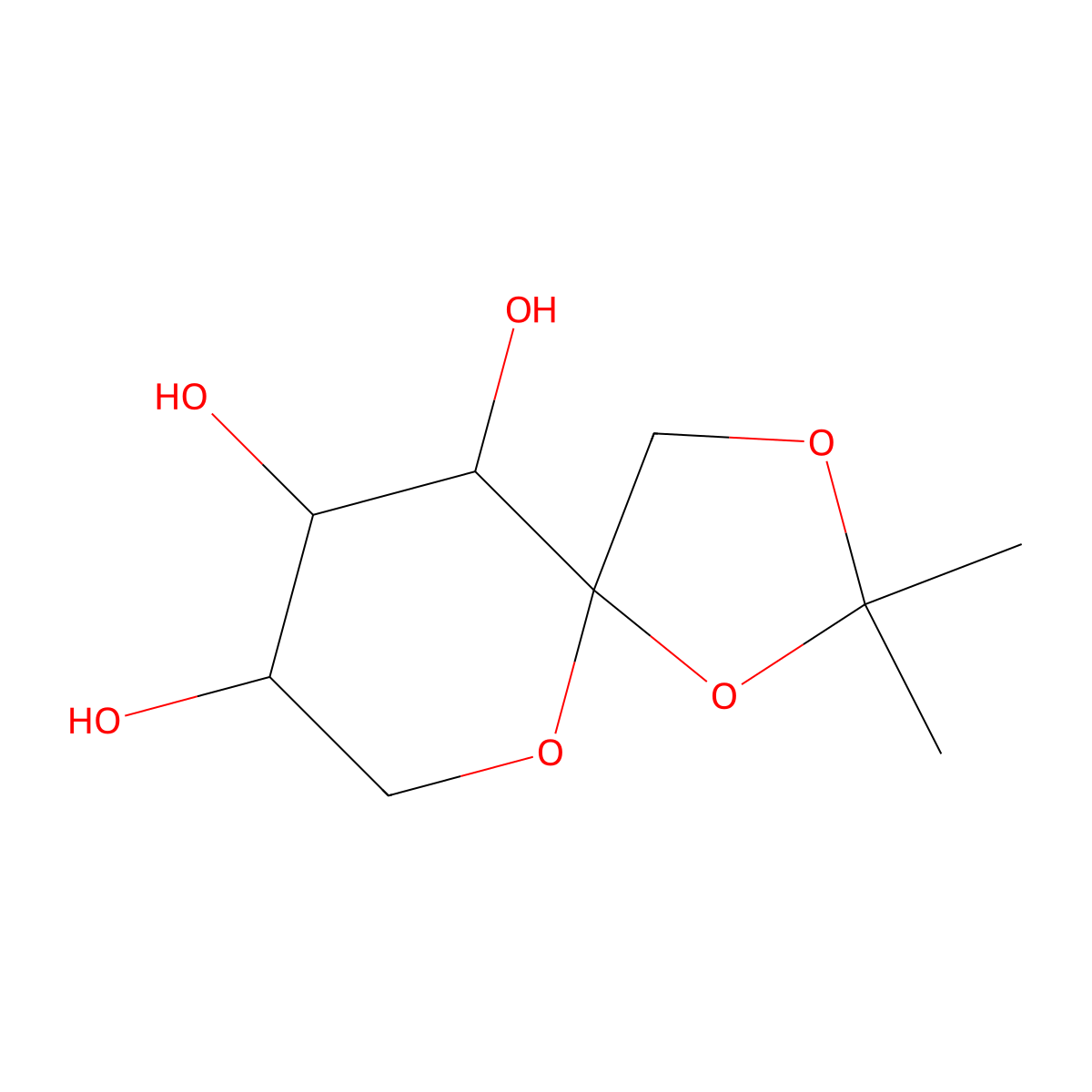 (5S,8R,9R,10S)-2,2-Dimethyl-1,3,6-trioxaspiro[4.5]decane-8,9,10-triol molecular structure, CAS 66900-93-4