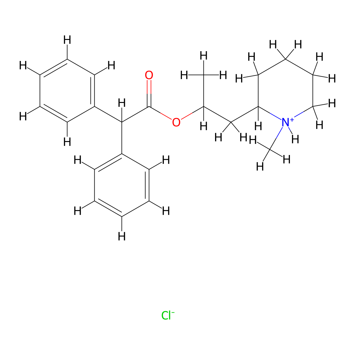 1-(1-Methylpiperidin-2-yl)propan-2-yl diphenylacetate--hydrogen chloride (1/1) molecular structure, CAS 66902-40-7